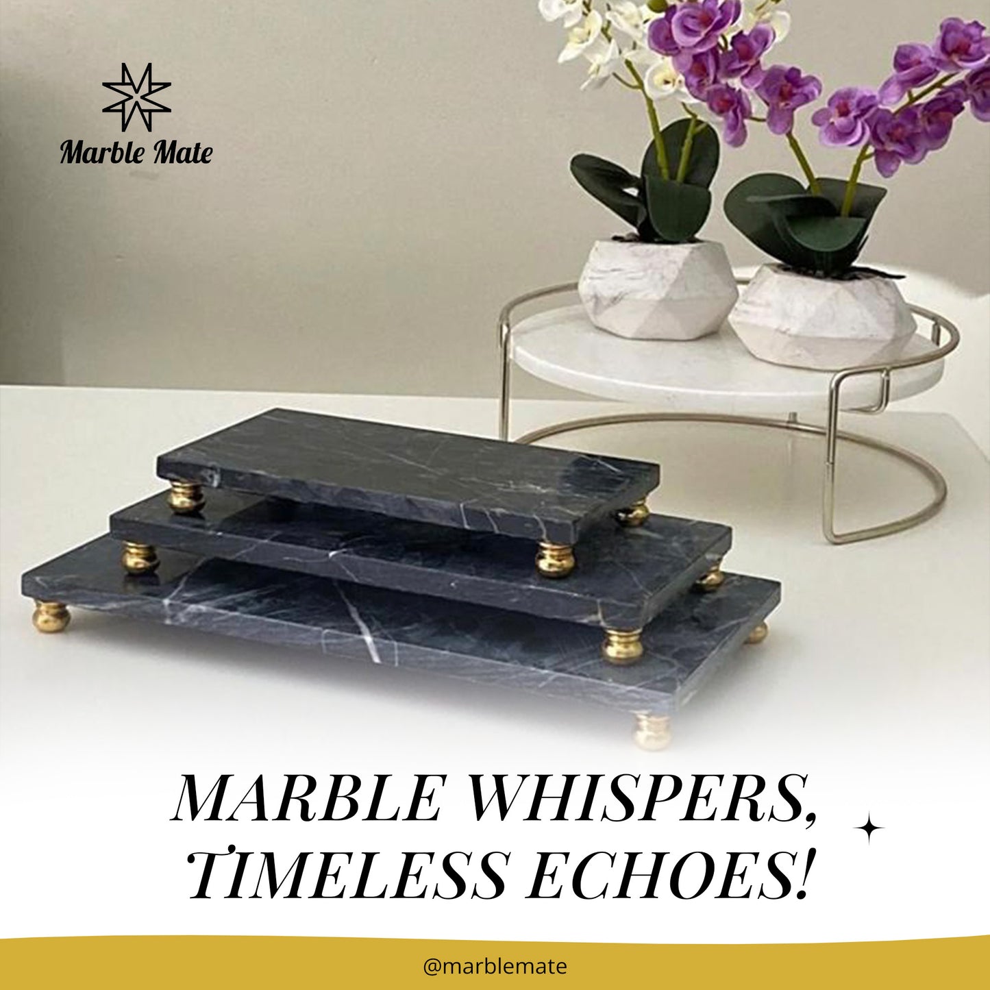 Decorative black marble tray